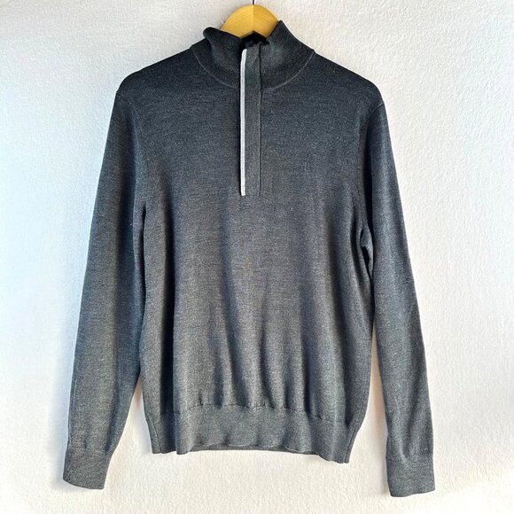 Banana Republic Other - Banana Republic Mens Zip Sweater Medium Gray 100% Merino Wool Business Casual